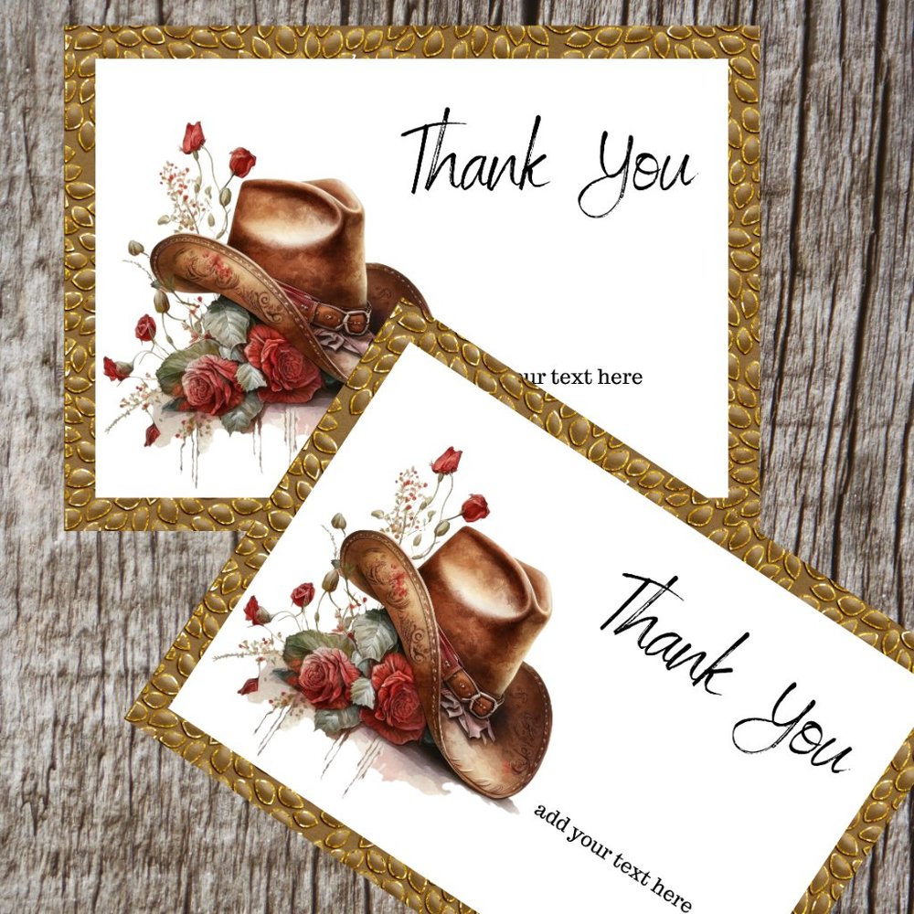 Hat And  flowers  Thank You Card